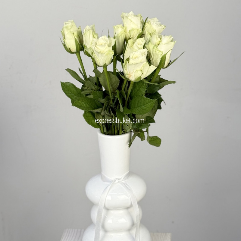Роза 40см белая, 10 шт